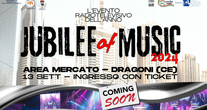 Dragoni di Caserta ospiterà l'importante evento mediatico Jubilee of Music edizione 2024 ovvero il grande giubileo delle Musica e Cultura. Jubilee of Music