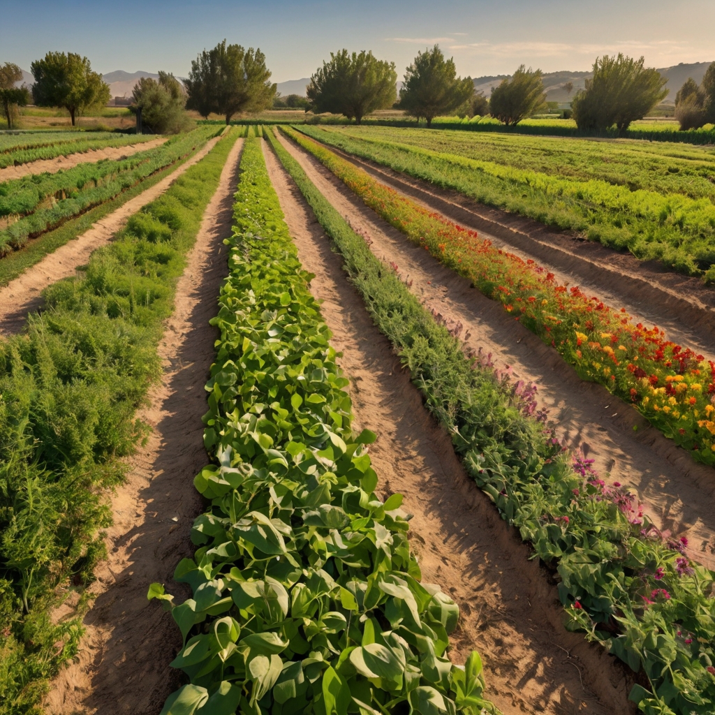 Campi coltivati con tecniche tipiche dell'agroecologia che promuovono la biodiversità